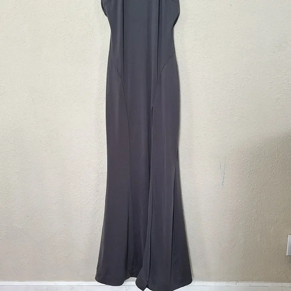 House Of CB Juliette Shadow‎ Halter Gown gray Maxi gown NWOT size Large
